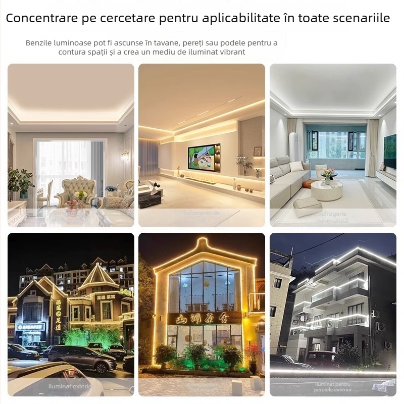 Bandă LED Cob, lumină moale, 220V, autoadezivă pentru tavan, iluminare ambientală în living, ultra-luminoasă, rezistentă la apă pentru exterior