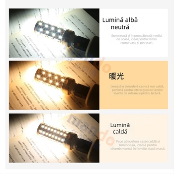 Lampă LED corn nouă, culoare aurie, pentru uz casnic, cu bază E14/E27