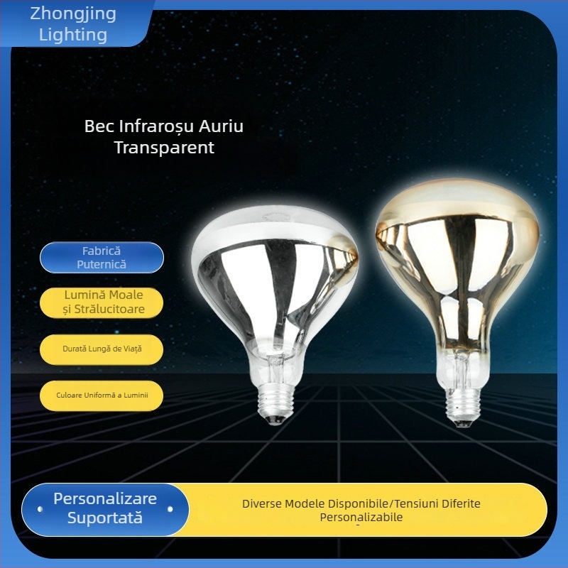 Lampa LED pentru baie cu încălzire – curent constant, economie de energie, lampă tip ciupercă cu bază E26, iluminare de interior, lampă de încălzire ultra‑strălucitoare
