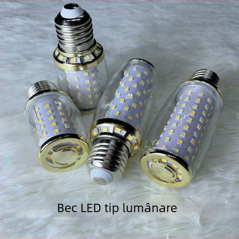 Lampă LED tip porumb E1427, soclu cu filet E27/E14, curent constant, fascicul de 360°, iluminare pentru casă