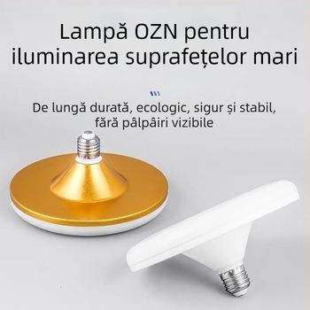 Bec LED cu diametru mare, formă de farfurie zburătoare, lumină albă, soclu E27, iluminare pentru interior, eficiență energetică