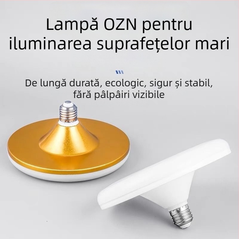 Bec LED cu diametru mare, formă de farfurie zburătoare, lumină albă, soclu E27, iluminare pentru interior, eficiență energetică