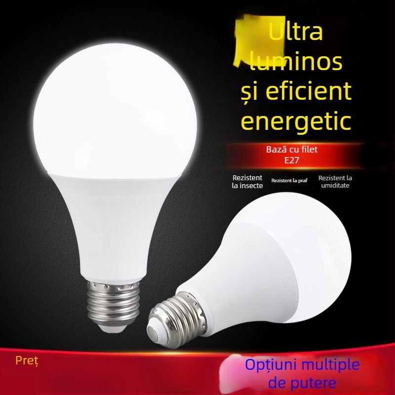 Bec LED E27 pentru uz casnic, economii de energie, ultra-luminos, lumină albă, protecție pentru ochi, sufragerie, IP54 rezistent la apă