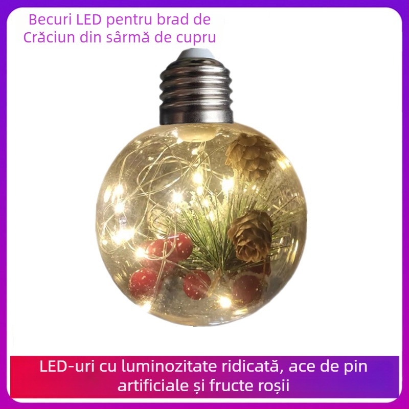 LEDG95 Beculețe LED colorate cu sârmă de cupru și capac PC pentru brad de Crăciun