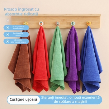 Prosop de bucătărie din microfibră, rezistent la ulei și pete, mic pătrat, model în dungă, set de cinci culori, potrivit pentru oale și boluri