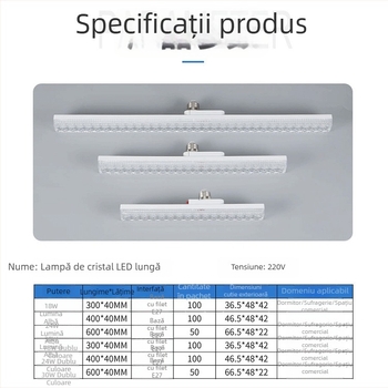 Lampă LED din cristal, în formă de bandă, cu priză E27, pentru iluminat casnic, reglabilă, luminozitate ridicată
