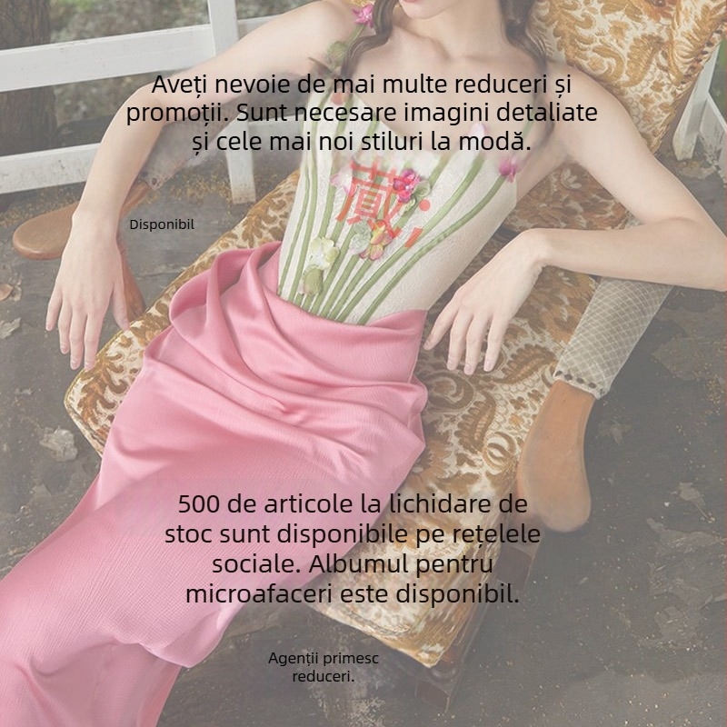 În stoc: rochie din dantelă patchwork în două părți, design asimetric, lungă