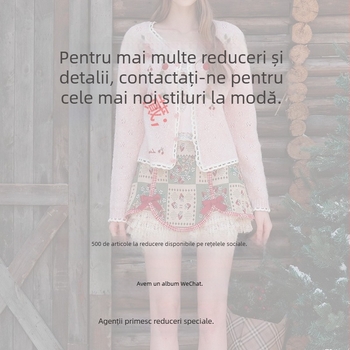 Rochie tricotată fără mâneci, patchwork, decolteu dublu, primăvara 2026