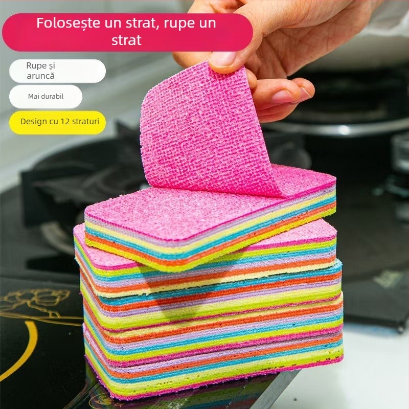 Cârpe de curățare PVA multistrat, în culori curcubeu, pentru bucătărie și spălat vase, absorbante, burete abraziv pentru îndepărtarea petelor