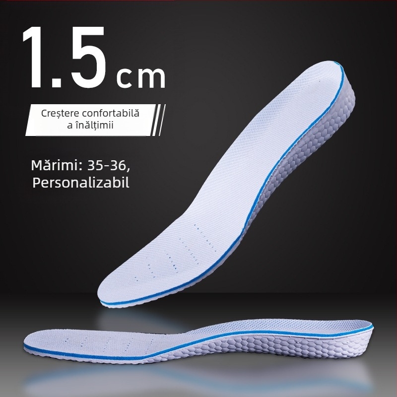 2 perechi de tălpi pentru creșterea înălțimii, pentru bărbați și femei, tălpi interioare invizibile, lungime integrală, moi și respirante