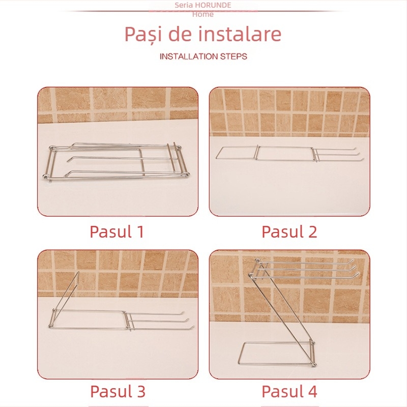 Suport din oțel inoxidabil pentru bucătărie, în formă Z, cu trei brațe, pentru prosoape și cârpe, detașabil