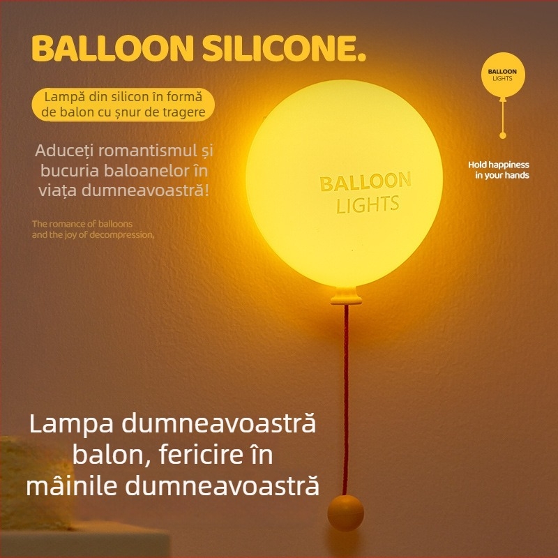 Lumină de noapte în formă de balon pentru copii, iluminare ambientală pentru marginea patului, ornament decorativ și magnet pentru frigider