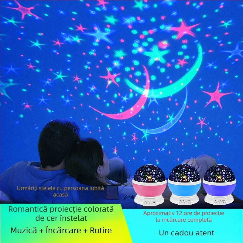 Proiector cu cer înstelat pentru dormitor – lampă de noapte ambientală
