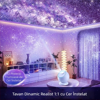 Proiector cu cer înstelat și lumină ambientală pentru dormitor — lumină de noapte cu proiecție și muzică, alimentare USB