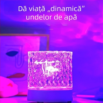 Lampa ambientală cu valuri de apă, rotativă, lampă de veghe reîncărcabilă pentru dormitor, nou model, cadou romantic, proiecție a cerului înstelat
