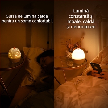 Lampă de proiecție a cerului înstelat cu LED, lampă de noapte rotativă – cadou pentru Ziua Îndrăgostiților și zilele de naștere ale copiilor