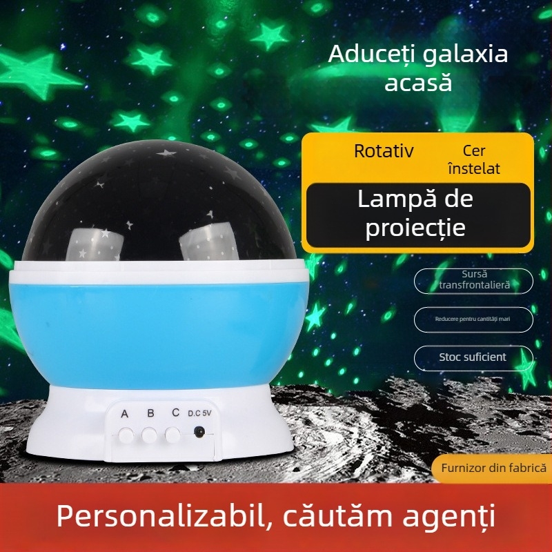 Lampă de noapte romantică cu proiecție a cerului înstelat, rotativă, pentru camera copiilor