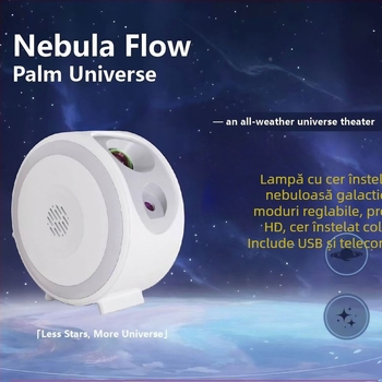 Difuzor Bluetooth personalizat, lampă de birou cu proiecție din cer înstelat dinamic, LED color și lumină de noapte cu efect laser