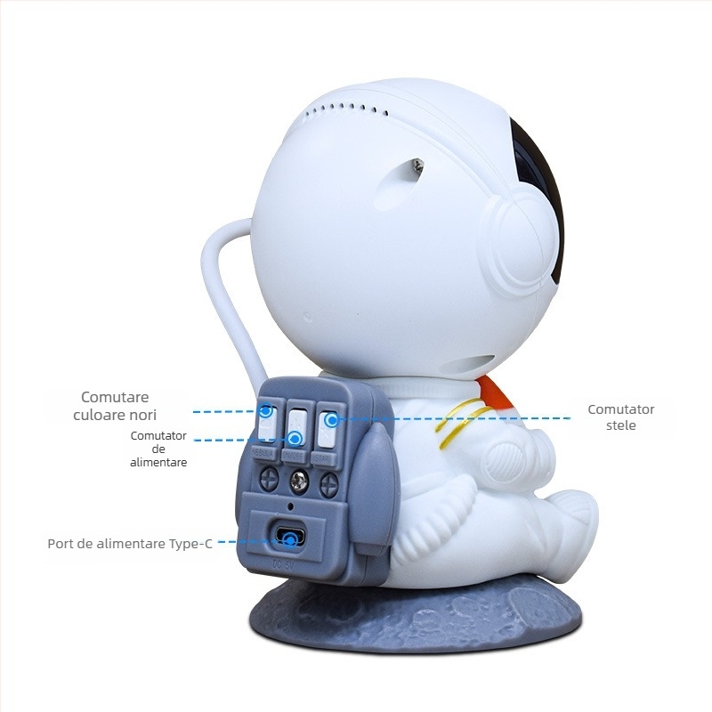 Lampă de proiecție cer înstelat cu astronaut din galaxie, control prin aplicație, lampă ambientală, veioză de noapte pentru dormitor și sufragerie, lampă decorativă