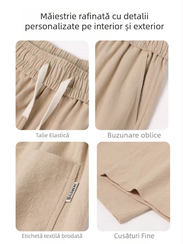 Pantaloni sport casual pentru bărbați, din in, croială dreaptă, lejeri, vară, stil 2026