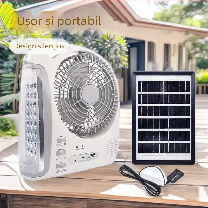 Ventilator solar cu LED și Bluetooth pentru iluminare în exterior