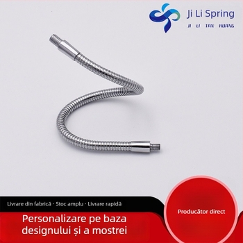 Tub flexibil pentru lampă de birou, țeavă metalică din silicon alb, diametru 8–10 mm, filet extern M6/M8