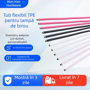Lampa de birou cu gât metalic flexibil și tub flexibil cu strat colorat