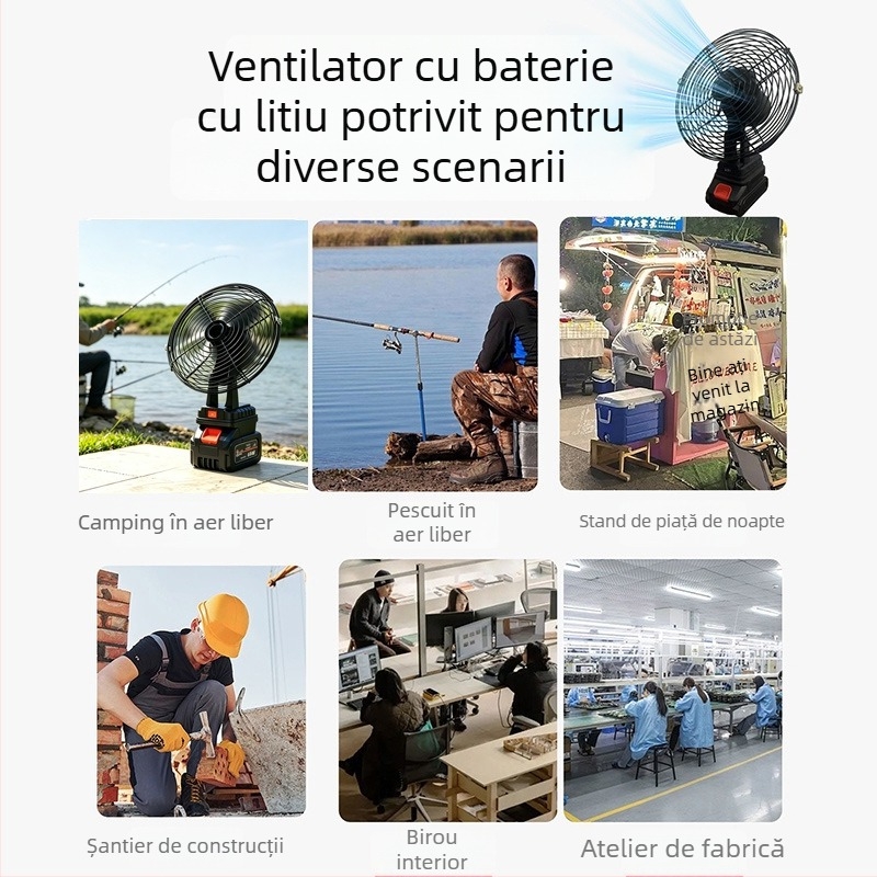 Ventilator portabil cu baterie litiu Feimi, pentru uz casnic și în aer liber, compact pentru camping, pescuit și cămine studențești