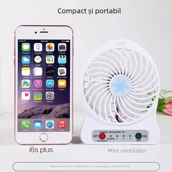 Ventilator de mână USB, silențios, mini, portabil și reîncărcabil