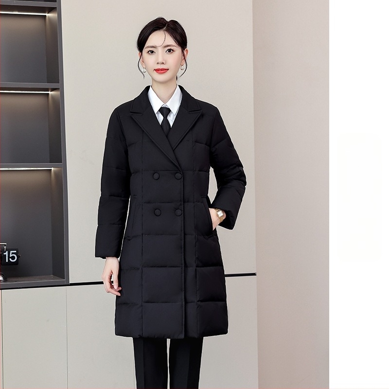 Palton profesional cu umplutură din puf-pamuc, lungime medie, croială slim, iarnă, vestimentație de lucru pentru magazine de bijuterii