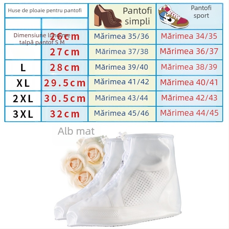 Protecție impermeabilă pentru încălțăminte, anti-derapant, talpă groasă, pentru bărbați și femei