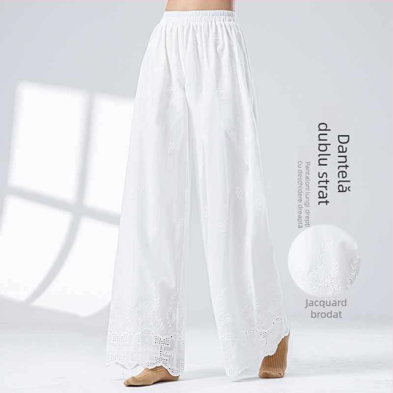 Costum de dans feminin în stil chinezesc clasic, gulă mandarină, fustă lungă din plasă cu despicătură
