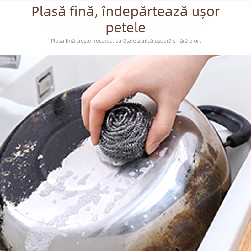 Meadow bilă din oțel inoxidabil, mare pentru curățare în bucătărie, pentru vase și oale, bilă din sârmă care nu se destramă