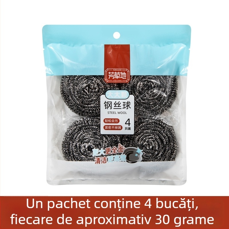 Meadow bilă din oțel inoxidabil, mare pentru curățare în bucătărie, pentru vase și oale, bilă din sârmă care nu se destramă