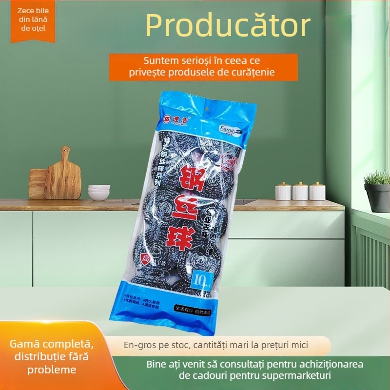Sujie 2310 Zece bile de curățare din oțel inoxidabil pentru bucătărie, curățare vase