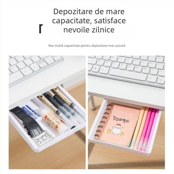 Cutie de depozitare sub birou, organizator ascuns, ABS plastic, 18 L, stil japonez