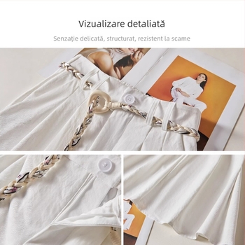 Fustă umbrelă, în linie A, midi, plisată, cu curea-șal din mătase, primăvara 2026