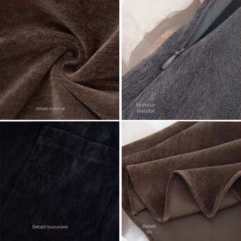 Fustă midi pentru femei, toamnă–iarna, din țesătură Chenille moale, talie înaltă, croială slim-fit care subțiază silueta