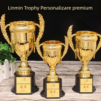 Trofee metalice pentru sporturi: baschet, fotbal, curse cu porumbei și Taekwondo - personalizabile, cu imprimare de logo