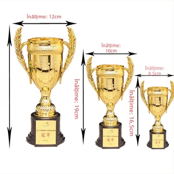Trofee metalice pentru sporturi: baschet, fotbal, curse cu porumbei și Taekwondo - personalizabile, cu imprimare de logo