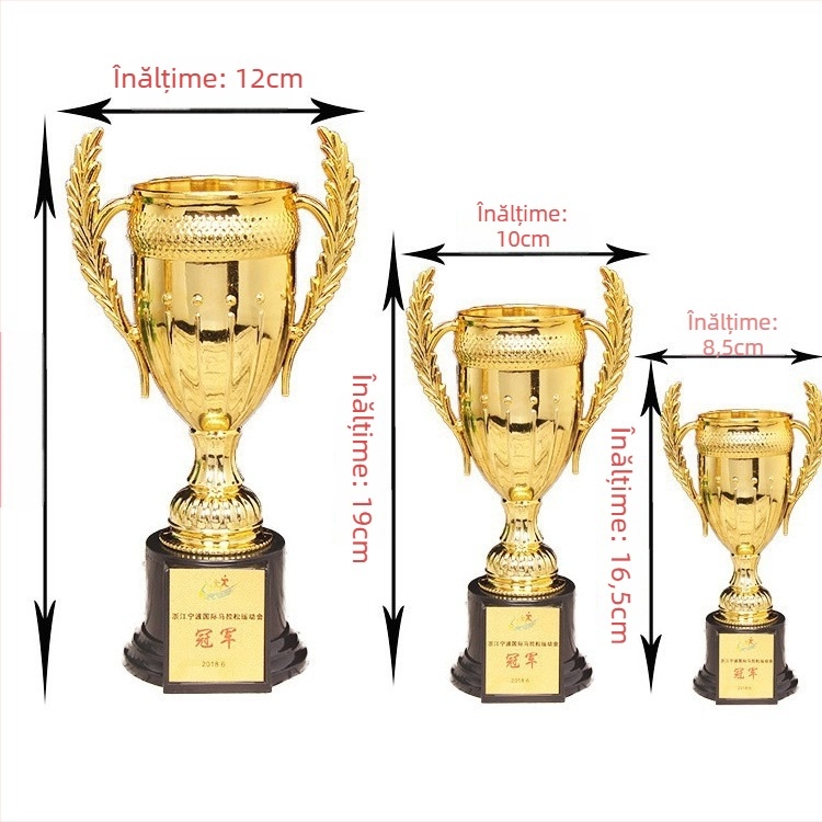 Trofee metalice pentru sporturi: baschet, fotbal, curse cu porumbei și Taekwondo - personalizabile, cu imprimare de logo