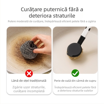 Bilă de curățare din sârmă de cupru – cupru pur, delicat cu oalele; bilă din sârmă de oțel moale, care nu lasă scame; instrument de spălat vase pentru bucătărie.
