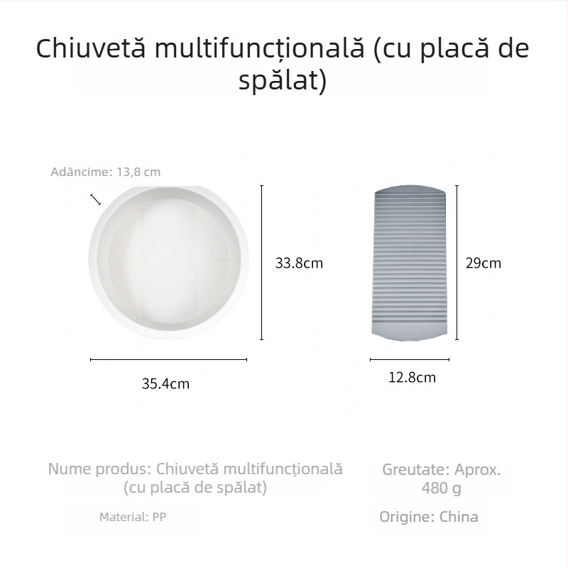 Vas de spălat din plastic în stil japonez, cu suprafață de frecare integrată, pentru uz casnic și camere studențești
