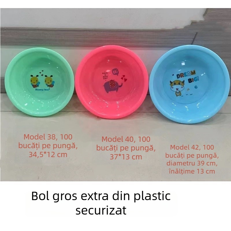 Vas rotund din plastic pentru spălarea feței și a picioarelor, pereți groși, pentru uz casnic și cămine studențești