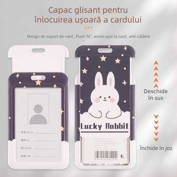 Husă din plastic pentru card de identitate școlar, personalizare anti-pierdere pentru elevi și personal, breloc cu clopoțel