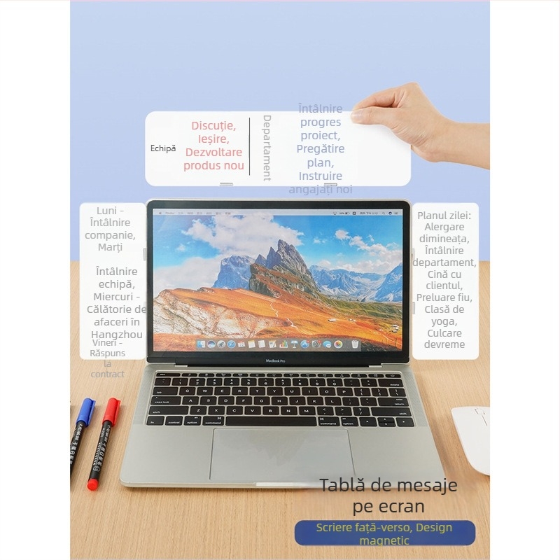 Tablă albă magnetică cu ștergătoare pentru notițe