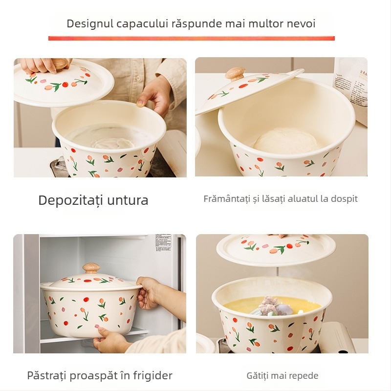 Recipient emailat pentru untură, bol ceramic de bucătărie, recipient pentru depozitare ulei alimentar, recipient pentru ulei de ardei iute, cutie pentru ceapă, ghimbir și usturoi