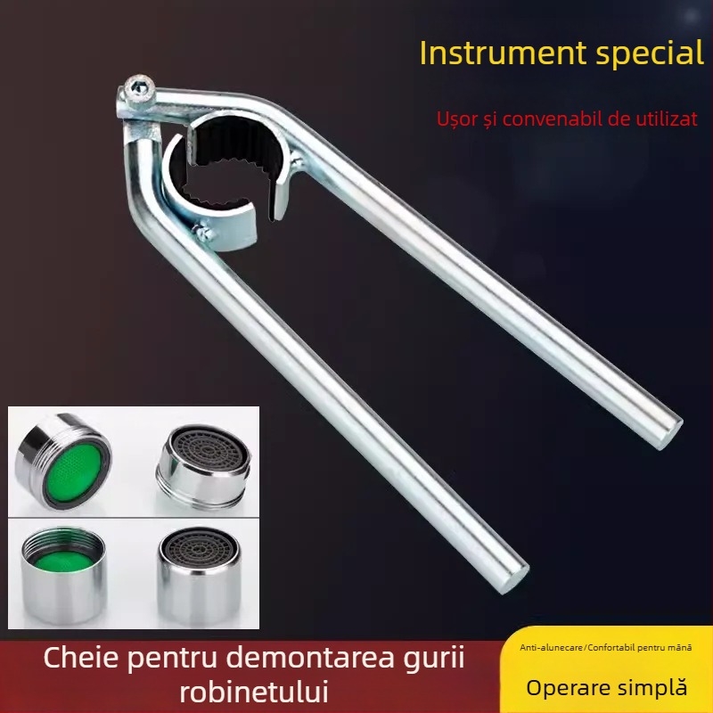 Cheie pentru aeratorul robinetului și unealtă de demontare a duzei, plasă de filtrare pentru chiuveta de bucătărie și dispozitiv antiderapant pentru desfacere