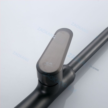 Zhikang robinet de bucătărie pentru chiuvetă, corp din cupru solid, culoare gri gunmetal, apă caldă și rece, rotație la 360°