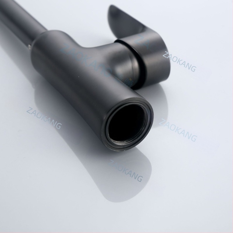 Zhikang robinet de bucătărie pentru chiuvetă, corp din cupru solid, culoare gri gunmetal, apă caldă și rece, rotație la 360°